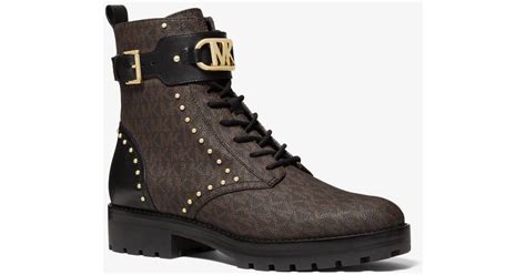 michael kors kincaid|Michael Kors Kincaid Logo Studded Combat Boot .